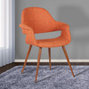 Armen Living Phoebe Mid-century Dining Chair In Walnut Finish And Orange Fabric