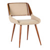 Armen Living Panda Mid-century Dining Chair In Walnut Finish And Brown Fabric