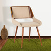 Armen Living Panda Mid-century Dining Chair In Walnut Finish And Brown Fabric