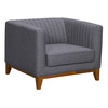 Prism Mid-century Sofa Chair In Champagne Wood Finish And Dark Grey Fabric