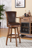 Armen Living Raleigh Arm 26" Counter Height Swivel Wood Barstool In Chestnut Finish And Kahlua Faux Leather