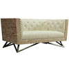 Armen Living Regis Cream Loveseat With Pine Frame And Gunmetal Legs