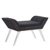 Armen Living Silas Ottoman Bench In Black Tufted Velvet With Nailhead Trim And Acrylic Legs