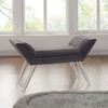 Armen Living Silas Ottoman Bench In Gray Tufted Velvet With Nailhead Trim And Acrylic Legs