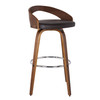 Armen Living Sonia 26" Counter Height Barstool In Walnut Wood Finish With Brown Faux Leather