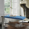 Armen Living Serene Contemporary Tufted Bench In Brushed Stainless Steel With Blue Fabric