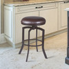 Armen Living Studio 26" Counter Height Barstool In Auburn Bay Finish With Brown Faux Leather