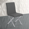 Armen Living Tempe Contemporary Dining Chair In Gray Faux Leather With Brushed Stainless Steel Finish - Set Of 2