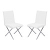 Armen Living Tempe Contemporary Dining Chair In White Faux Leather With Brushed Stainless Steel Finish - Set Of 2