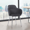 Tammy Contemporary Dining Chair In Chrome Brushed Finish And Charcoal Fabric