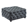 Armen Living Taurus Contemporary Ottoman In Grey Faux Leather With Wood Legs