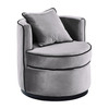 Armen Living Truly Contemporary Swivel Chair In Grey Velvet And Black Velvet Piping