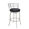 Armen Living Viper 30" Bar Height Swivel Barstool In Brushed Stainless Steel Finish With Black Faux Leather