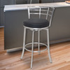 Armen Living Viper 30" Bar Height Swivel Barstool In Brushed Stainless Steel Finish With Black Faux Leather