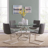 Wendy Contemporary Dining Table In Brushed Stainless Steel Finish And Clear Glass Top