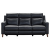 Wisteria Contemporary Sofa In Light Brown Wood Finish And Black Genuine Leather