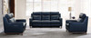 Wisteria Contemporary Sofa In Light Brown Wood Finish And Black Genuine Leather