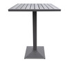 Armen Living Marina Outdoor Grey Patio Bar Table In Grey Powder Coated Finish And Grey Wood Top