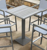 Armen Living Marina Outdoor Grey Patio Bar Table In Grey Powder Coated Finish And Grey Wood Top
