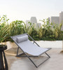 Armen Living Wave Outdoor Patio Aluminum Deck Chair In Grey Powder Coated Finish With Grey Sling Textilene