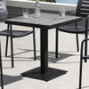 Armen Living Zander Outdoor Patio Dining Table In Grey Finished Cast Aluminum With Wood Top