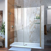 Dreamline Unidoor 56-57 In. W X 72 In. H Frameless Hinged Shower Door With Shelves, Clear Glass - SHDR-20567210S