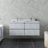 Fresca Formosa 48" Wall Hung Double Sink Modern Bathroom Cabinet W/ Top & Sinks In Rustic White - FCB31-2424RWH-CWH-U