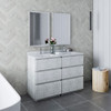 Fresca Formosa 48" Floor Standing Double Sink Modern Bathroom Cabinet W/ Top & Sinks In Rustic White - FCB31-2424RWH-FC-CWH-U