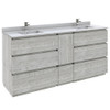 Fresca Formosa 72" Floor Standing Double Sink Modern Bathroom Cabinet W/ Top & Sinks In Ash - FCB31-301230ASH-FC-CWH-U