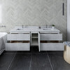 Fresca Formosa 70" Wall Hung Double Sink Modern Bathroom Cabinet In Rustic White - FCB31-301230RWH