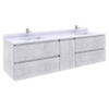 Fresca Formosa 72" Wall Hung Double Sink Modern Bathroom Cabinet W/ Top & Sinks In Rustic White - FCB31-301230RWH-CWH-U