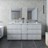 Fresca Formosa 70" Floor Standing Double Sink Modern Bathroom Cabinet In Rustic White - FCB31-301230RWH-FC