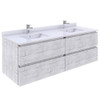 Fresca Formosa 58" Wall Hung Double Sink Modern Bathroom Cabinet In Rustic White - FCB31-3030RWH