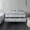 Fresca Formosa 60" Wall Hung Double Sink Modern Bathroom Cabinet W/ Top & Sinks In Rustic White - FCB31-3030RWH-CWH-U