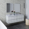 Fresca Formosa 60" Wall Hung Double Sink Modern Bathroom Cabinet W/ Top & Sinks In Rustic White - FCB31-3030RWH-CWH-U