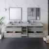 Fresca Formosa 84" Wall Hung Double Sink Modern Bathroom Cabinet W/ Top & Sinks In Ash - FCB31-361236ASH-CWH-U