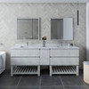 Fresca Formosa 82" Floor Standing Open Bottom Double Sink Modern Bathroom Cabinet In Rustic White - FCB31-361236RWH-FS