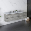Fresca Formosa 72" Wall Hung Double Sink Modern Bathroom Cabinet W/ Top & Sinks In Ash - FCB31-3636ASH-CWH-U