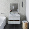 Fresca Formosa 36" Wall Hung Modern Bathroom Cabinet W/ Top & Sink In Rustic White - FCB3136RWH-CWH-U
