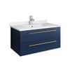Fresca Lucera 30" Royal Blue Wall Hung Modern Bathroom Cabinet W/ Top & Undermount Sink - FCB6130RBL-UNS-CWH-U