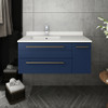 Fresca Lucera 36" Royal Blue Wall Hung Modern Bathroom Cabinet W/ Top & Undermount Sink - Left Version - FCB6136RBL-UNS-L-CWH-U