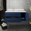 Fresca Lucera 36" Royal Blue Wall Hung Modern Bathroom Cabinet W/ Top & Undermount Sink - Left Version - FCB6136RBL-UNS-L-CWH-U