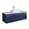 Fresca Lucera 48" Royal Blue Wall Hung Modern Bathroom Cabinet W/ Top & Vessel Sink - FCB6148RBL-VSL-CWH-V