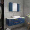 Fresca Lucera 48" Royal Blue Wall Hung Modern Bathroom Cabinet W/ Top & Vessel Sink - FCB6148RBL-VSL-CWH-V