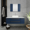 Fresca Lucera 48" Royal Blue Wall Hung Modern Bathroom Cabinet W/ Top & Vessel Sink - FCB6148RBL-VSL-CWH-V