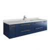Fresca Lucera 60" Royal Blue Wall Hung Modern Bathroom Cabinet W/ Top & Single Undermount Sink - FCB6160RBL-UNS-CWH-U
