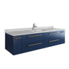 Fresca Lucera 60" Royal Blue Wall Hung Modern Bathroom Cabinet W/ Top & Single Undermount Sink - FCB6160RBL-UNS-CWH-U