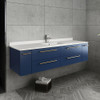 Fresca Lucera 60" Royal Blue Wall Hung Modern Bathroom Cabinet W/ Top & Single Undermount Sink - FCB6160RBL-UNS-CWH-U