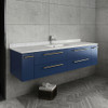 Fresca Lucera 60" Royal Blue Wall Hung Modern Bathroom Cabinet W/ Top & Single Undermount Sink - FCB6160RBL-UNS-CWH-U