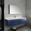 Fresca Lucera 60" Royal Blue Wall Hung Modern Bathroom Cabinet W/ Top & Single Undermount Sink - FCB6160RBL-UNS-CWH-U